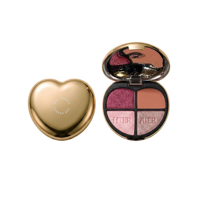 Paleta de Sombras HERORANGE Beauty Light Nude de Quatro Cores, Cor Base Matte Suave, Iluminador Delicado com Brilho Pero