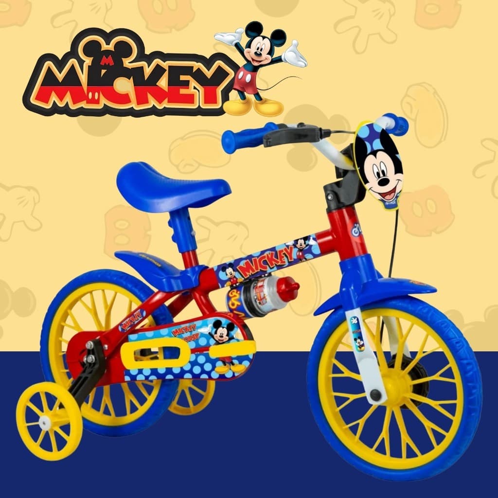 Bicicleta Infantil Mickey - Aro 12 Com Rodinhas