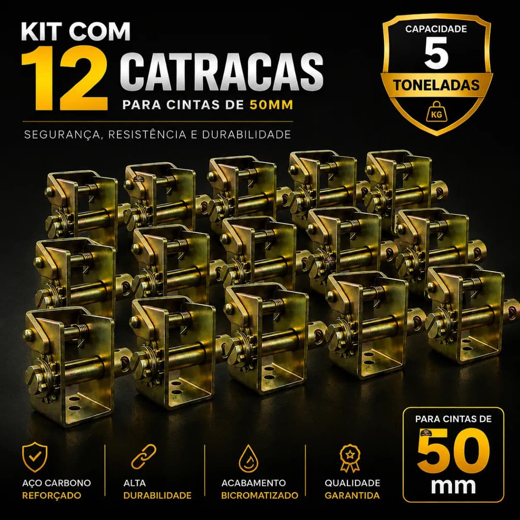 Kit 12 Catracas Fixas Sider 5 Toneladas Cinta 50mm