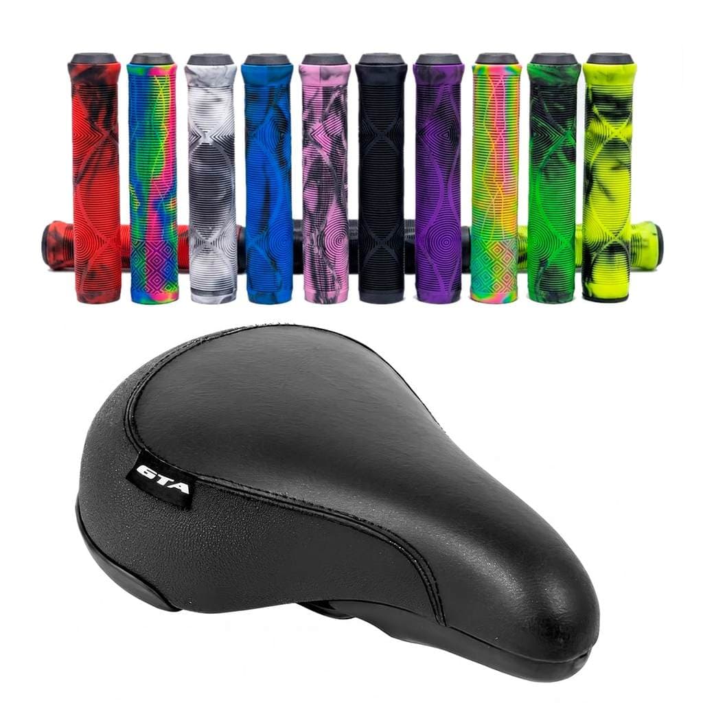 Kit Selim GTA DIRJ BMX e Manopla Punho Luva S/ Flange Par GTA compativel Gios Viking Hupi