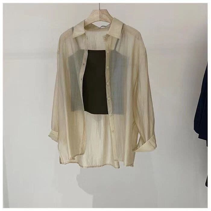 Venda quente roupas de proteção solar jaqueta camisa versão coreana Tencel algodão pode lado ligeiramente abotoado