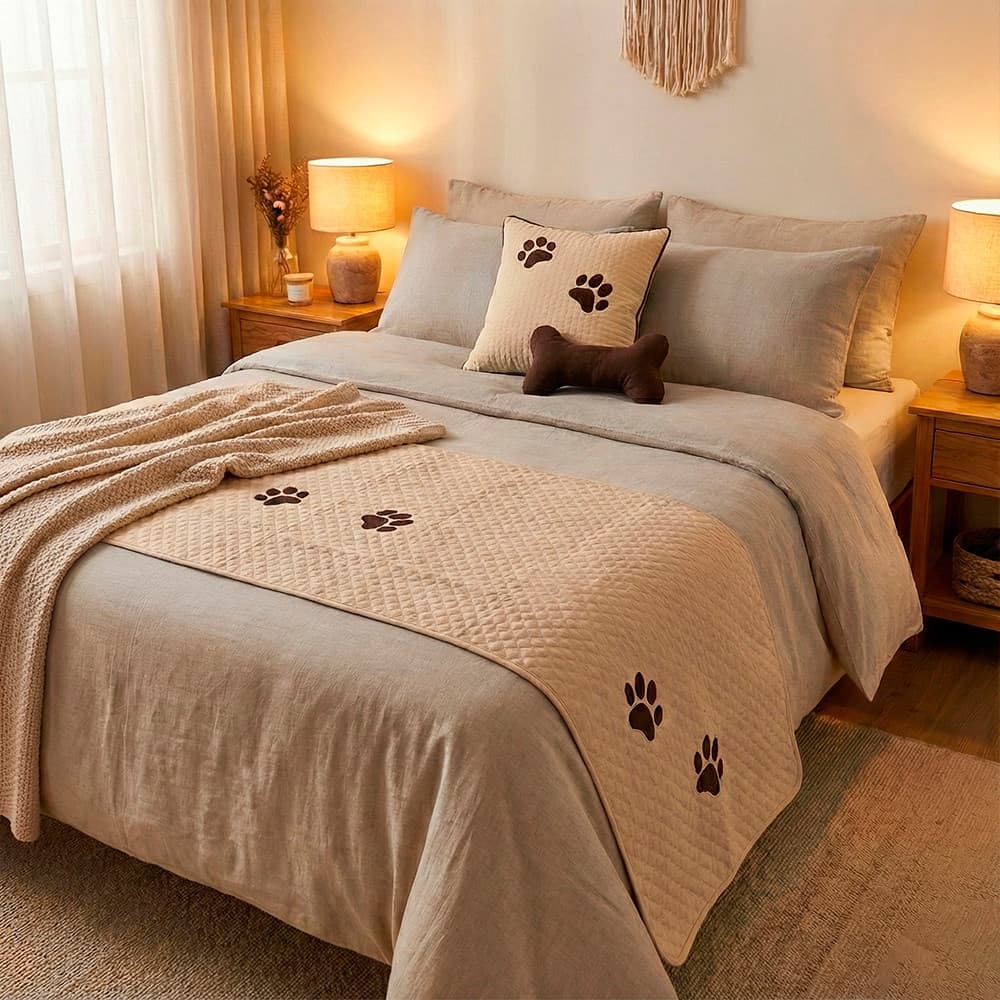 Kit Peseira Pet Impermeável Para Cama Casal King 04 pçs Avelã