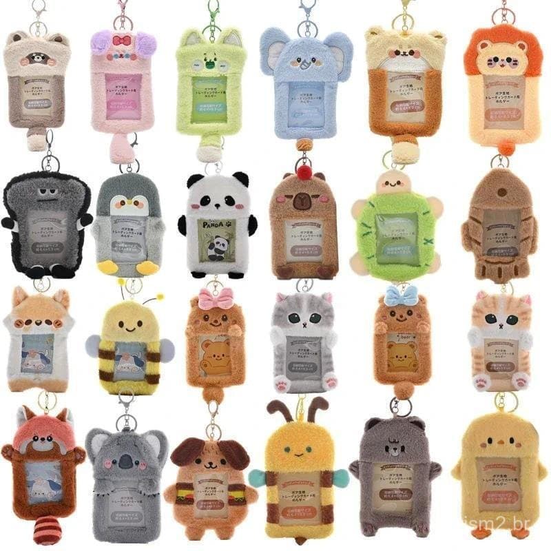 Porta-fotos de pelúcia Kpop de 3 polegadas, chaveiros, hamster, gato, urso, panda, álbum de fotos Instax Mini para fotos
