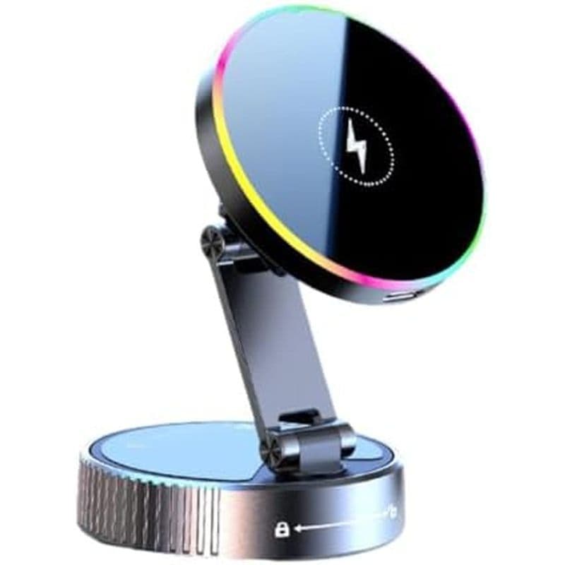 ZPSHYD Para Carregador De Montagem Em Carro MagSafe De 15 W , Magnético Sem Fio Com Luz Ambiente RGB De 7 Cores , Dobráv