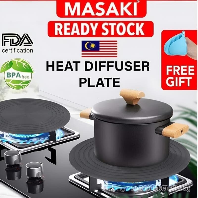 Difusor de Calor MASAKI para Fogão a Gás 24 e 28 cm, Placa Difusora Multifuncional Dupla para Descongelar Alimentos