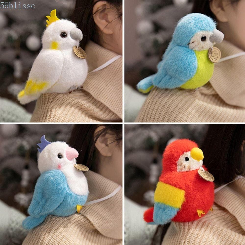 Pingente De Pelúcia De Papagaio BLISSC , Pulseira De Pressão De Pássaros De Simulação , Animais De Ombro Em Pé De Desenh