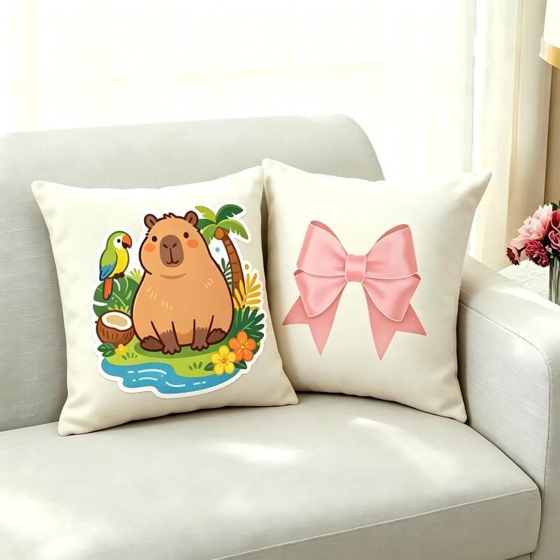Almofadas de Linho Estampas Fofas Florais e Animais Decoração Casa Estilo Suave (0221-0230)
