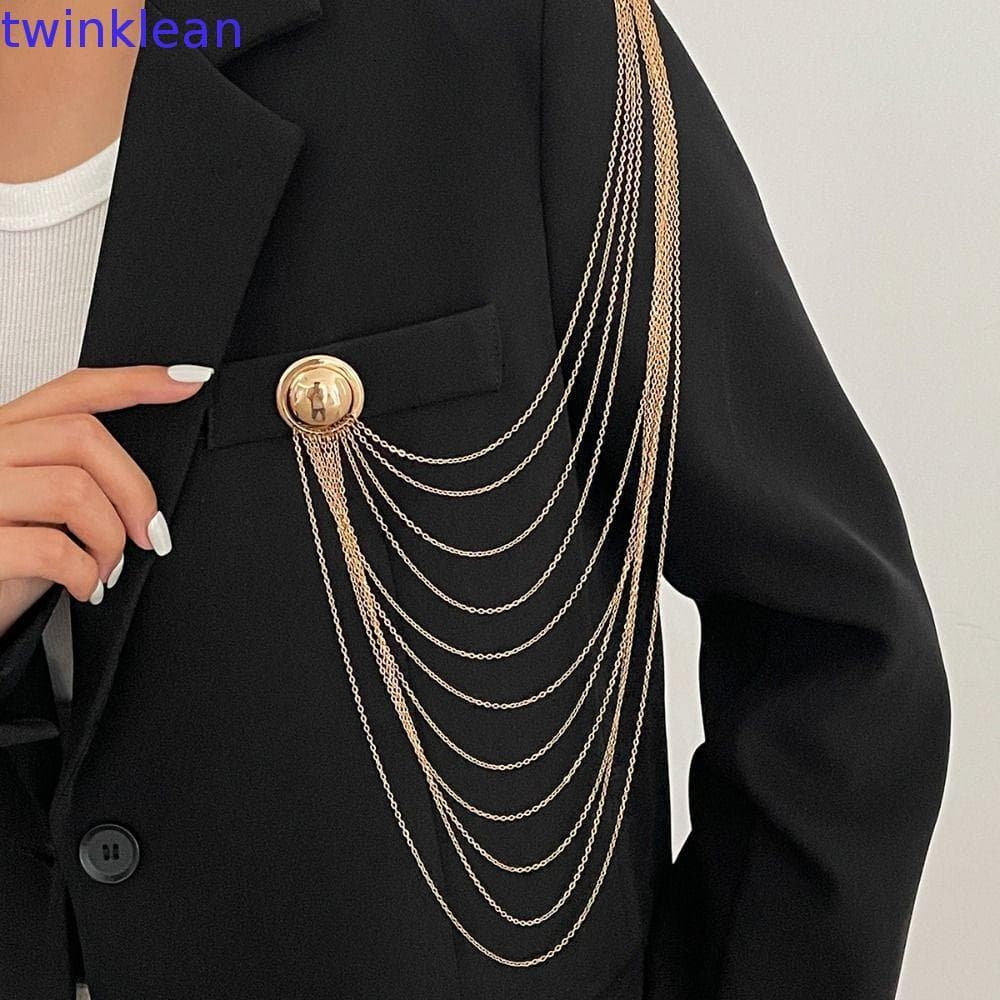Agulha De Colarinho De Gravata TWINKLEAN , Broche De Borla De Metal Multicamadas Longo De Pérola , Clipe De Alfinetes Vi