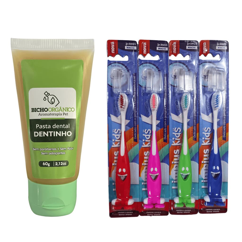 Gel Pasta Dentinho + Escova - Higiene Bucal Sem Estresse