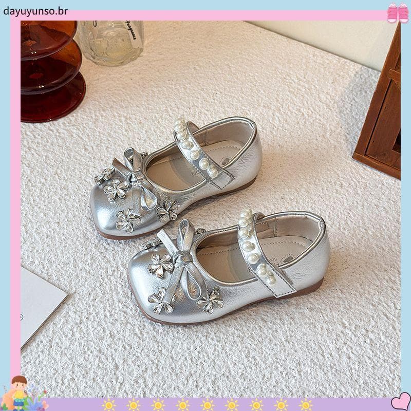 Meninas primavera outono novo estilo sapatos de princesa sola macia antiderrapante sapatos de boca quadrada versão corea