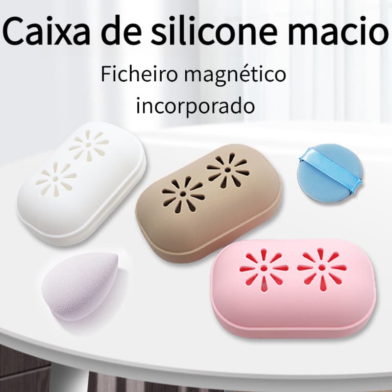 Silicone macio magnético Puff beleza ovo sabão caixa de armazenamento portátil passeio viagem Anti-poeira caixa de armaz