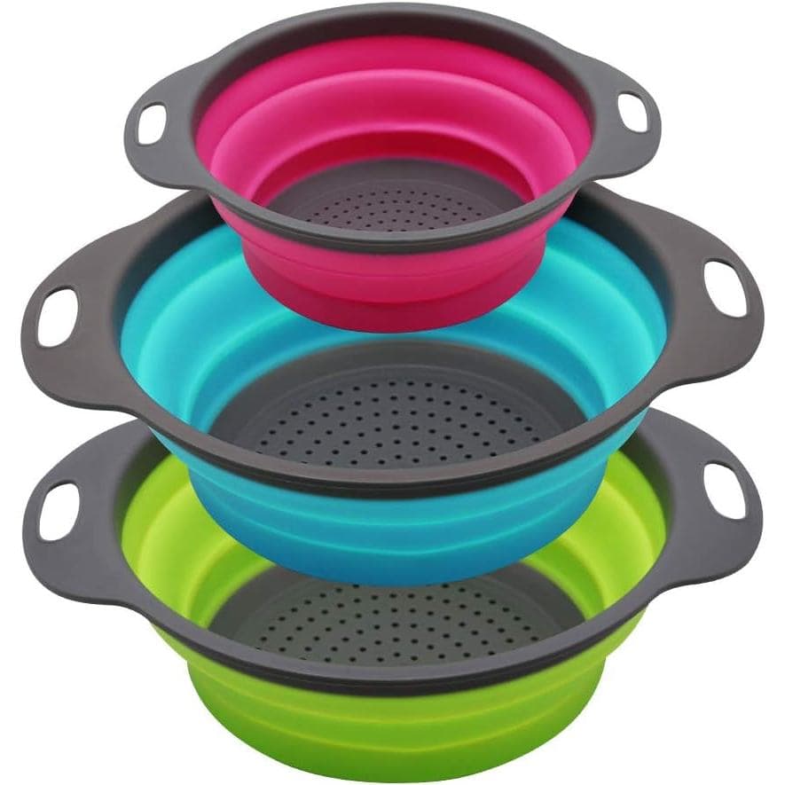 Conjunto de Escorredores Dobráveis Qimh de 3 Peças em Silicone - 2 peças de 4 Quartos e 1 peça de 2 Quartos - Perfeito p