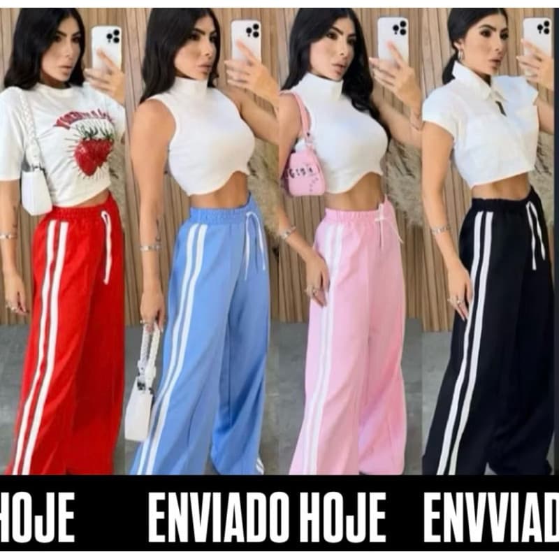 calça listrada unidade ou kit 2 Calça Pantalona ou Unitária duna feminina inverno para o frio