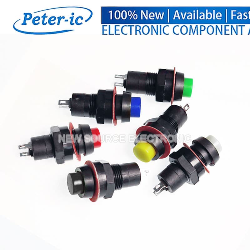 (6 Cores/Kit) DS-211/213 Interruptor De Botão Redondo De 10 Mm Com Trava Automática 2 Pinos Vermelho Verde Preto Amarelo