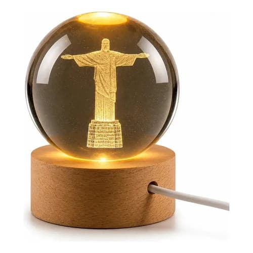 Luminária De Mesa Bola De Cristal Abajur P/ Sala Vintage