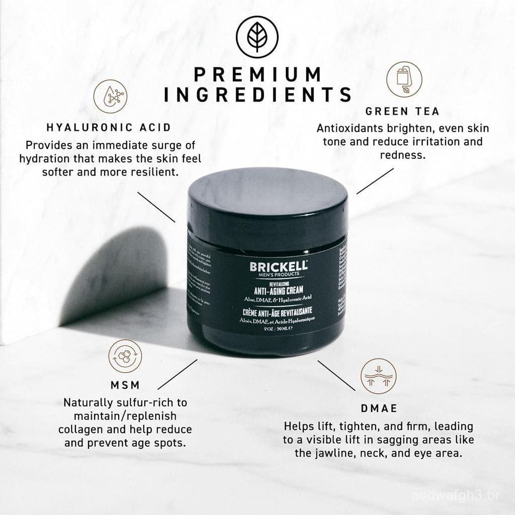 Creme Noturno Rejuvenescedor Anti-Envelhecimento Brickl para Homens, Reduz Linhas Finas e Rugas, Contém Vitamina E, Óleo