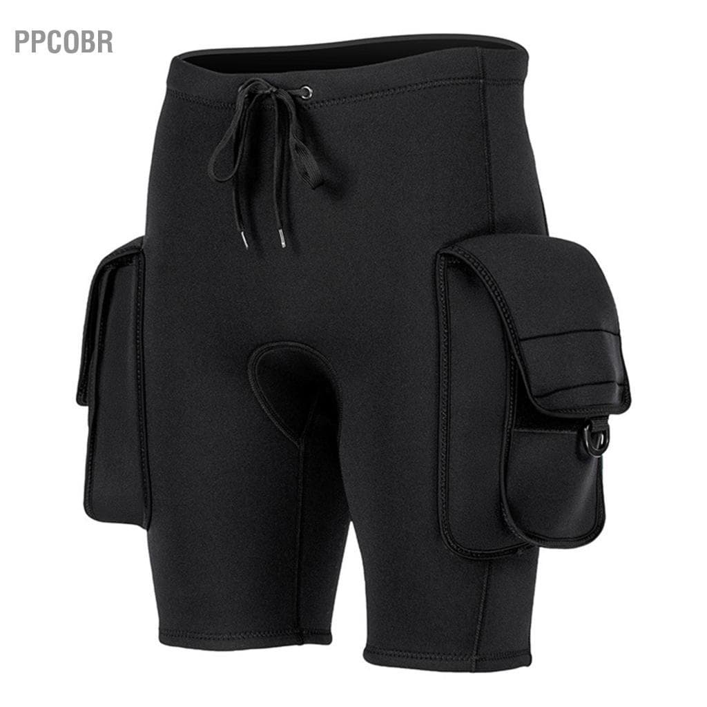 Ppcobr Karlak masculino 3mm neoprene mergulho shorts utilitário de surf de secagem rápida com bolsos cintura ajustável
