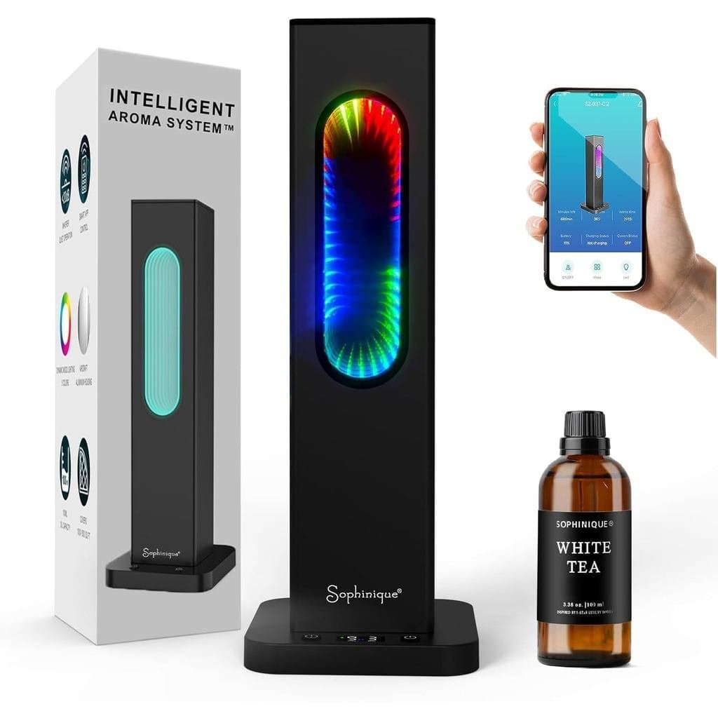 Difusor de Óleo Sem Água com Cobertura de 93 m², Difusores de Aroma para Casa com 3 Modos de Gradiente Dinâmico e 7 Luze