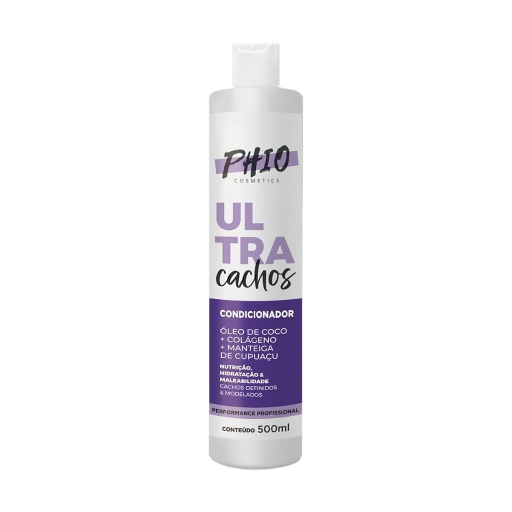 Condicionador Cabelo Cacheado Ultra Cachos Óleo de Coco Colágeno e Cupuaçu Hidratação PHIO Cosmetics