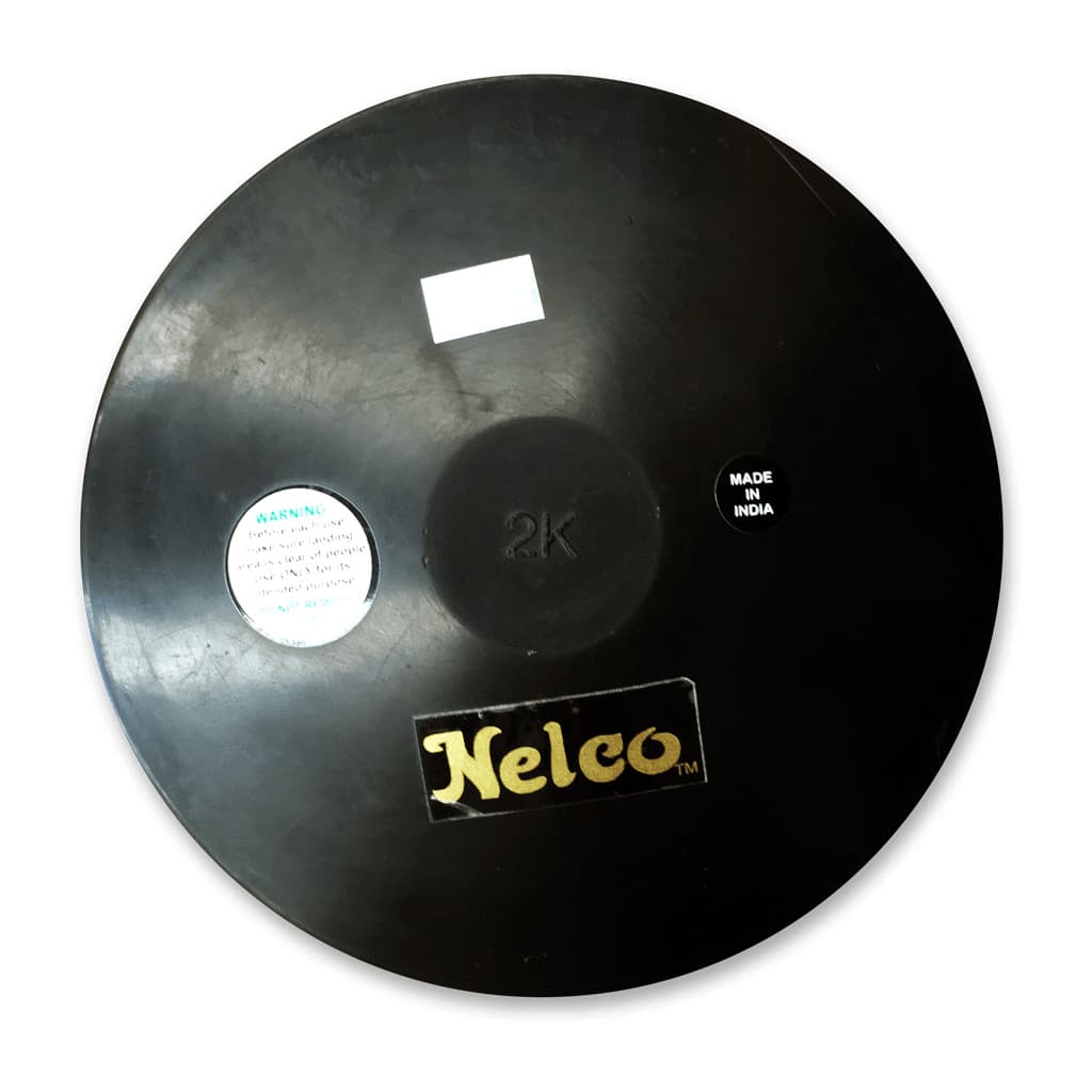 Disco de Atletismo de Borracha para Lançamento de 2KG - NELCO - Preto Borracha Maciça Treinamento