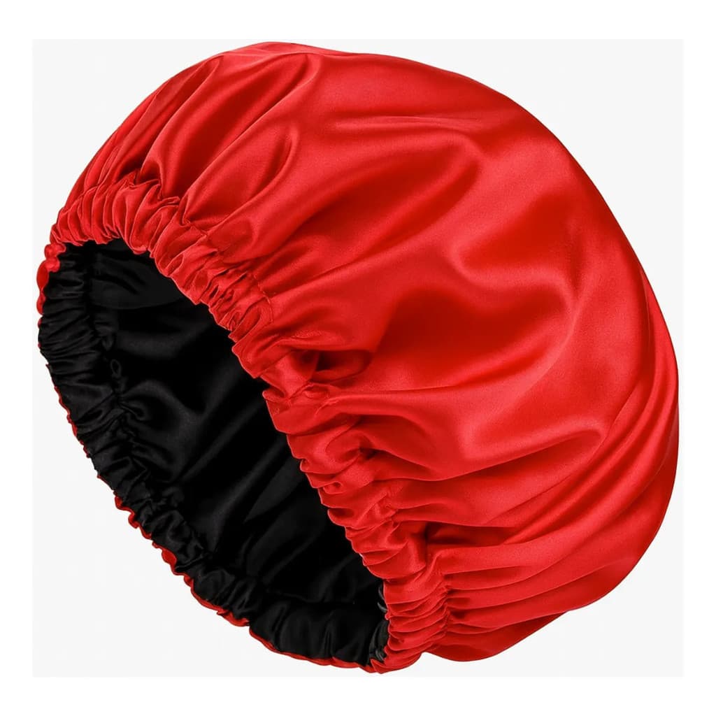 Touca Vermelho Regulável Cetim Dupla Face Anti Frizz Grande