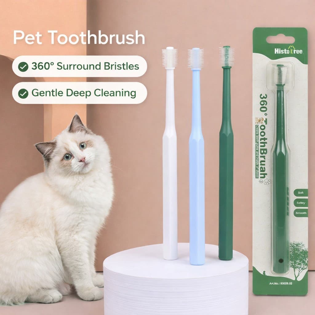 Escova de Dentes para Animais de Estimação 360 com Cerdas Macias para Limpeza Oral de Cães e Gatos