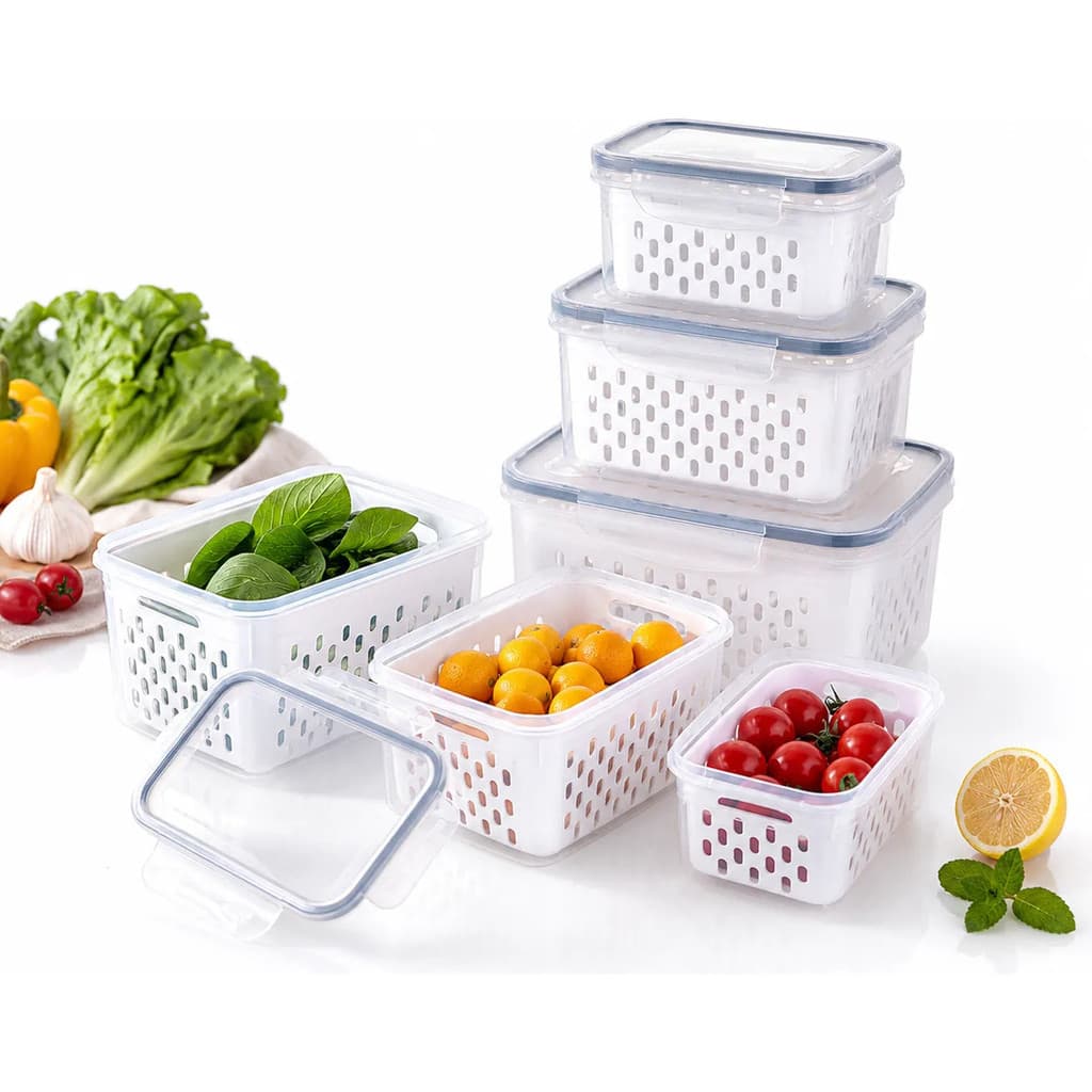 Kit 3 Potes Hermético Para Geladeira 850ml 1750ml 3300ml
