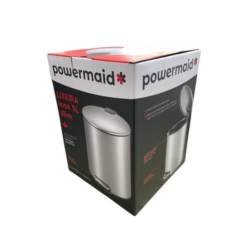 Lixeira Inox Compacta 5 Litros Com Pedal Design Slim Duravel Facil Uso