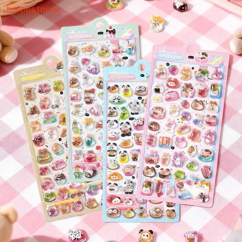 [baipestoner] 1 Peça Moda Fofa 3D Relevo Stiers Estéticos Desenhos Animados Animais Gourmet Criativos Decoração DIY