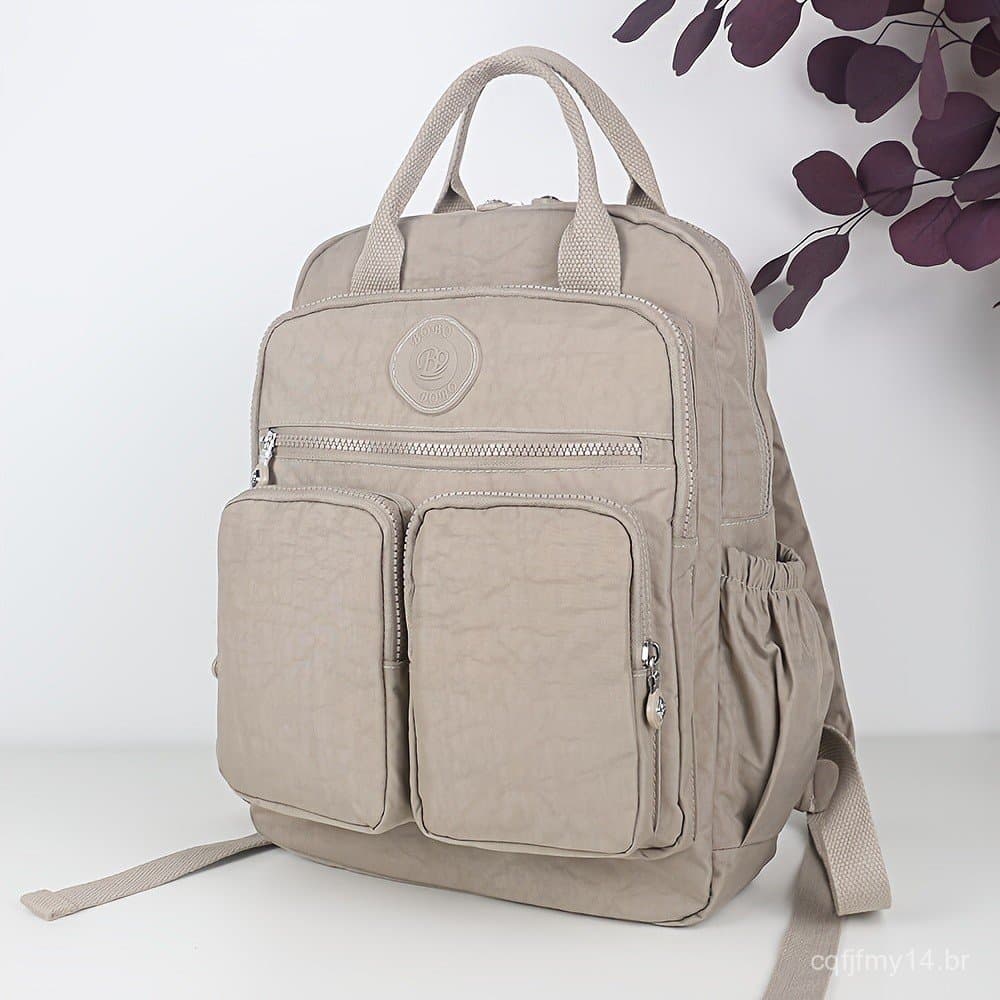 Mochila para Laptop em Nylon com Múltiplos Bolsos, Mochila Casual Leve, Mochila de Viagem de Grande Capacidade - Mochila