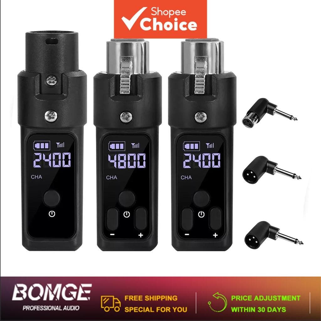 Microfone Dinâmico Sem Fio 2.4GHz para Mesas de Som, Sistemas PA e Guitarra Elétrica
