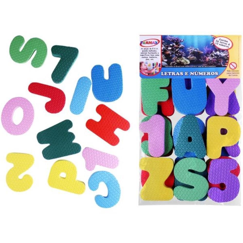 Brinquedo Pedagogico EVA Letras e Numeros