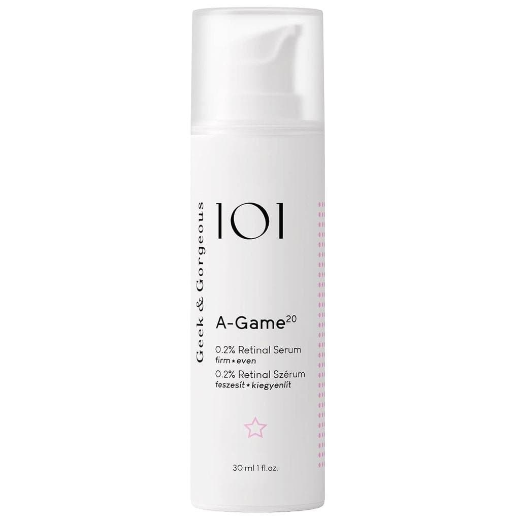 Geek & Gorgeous A-Game 20 – Sérum Noturno Antienvelhecimento Avançado com Retinol 0,05% – Reduz Rugas, Suaviza a e A