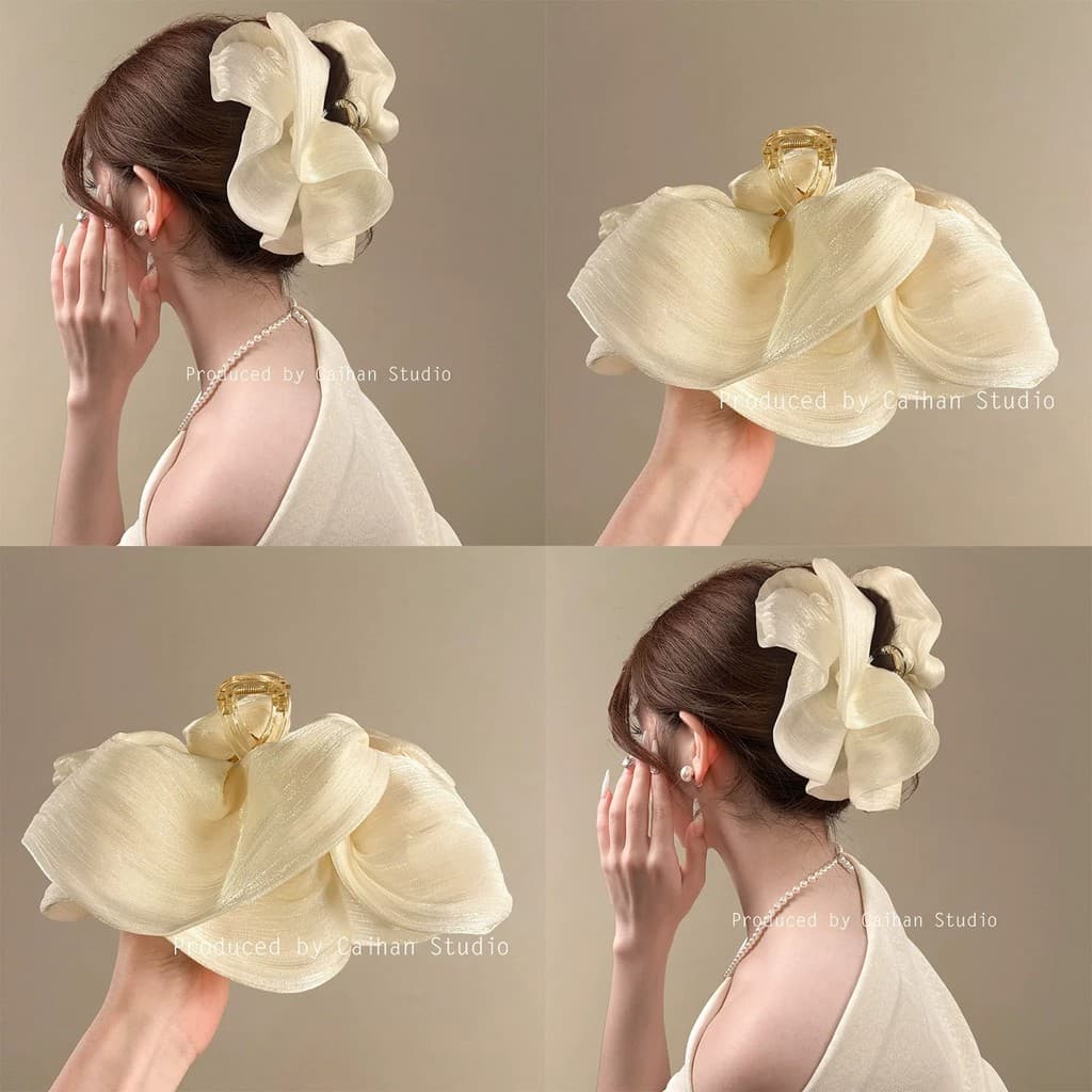 Presilha de Cabelo Nuvem com Efeito Plissado Elegante Colorida para Coque Feminino