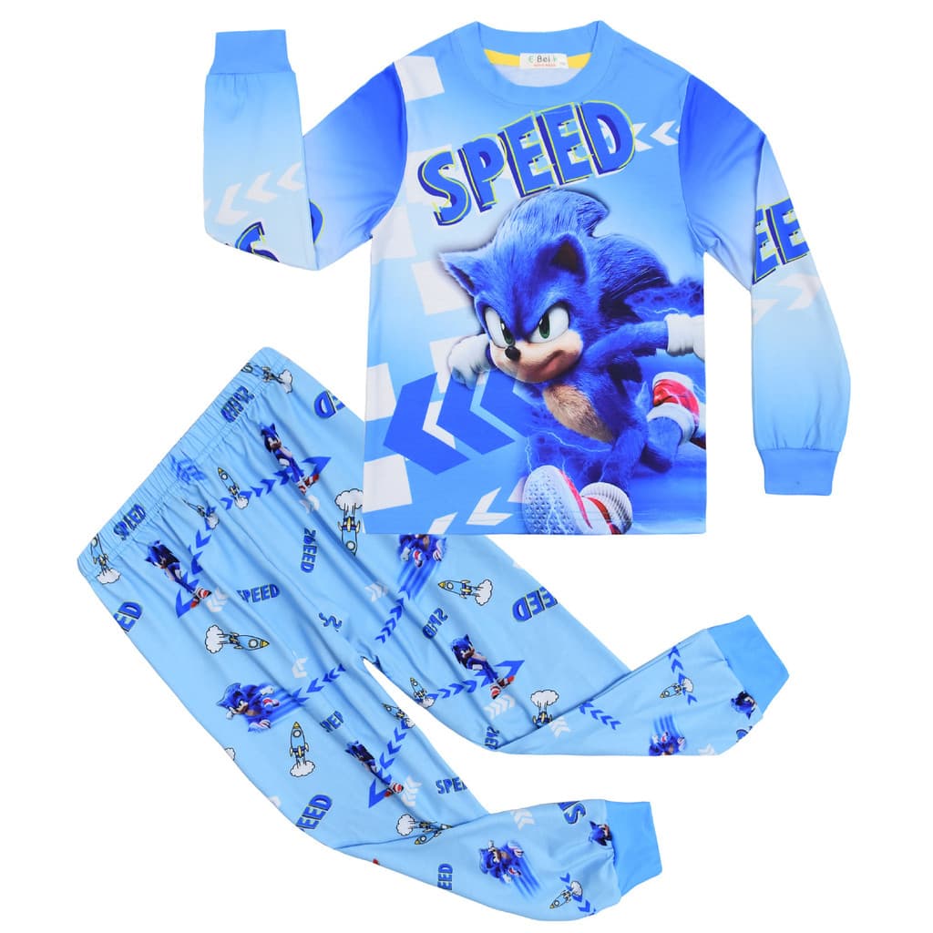 Pronto estoque sonic-Hedgehog sonic impresso infantil de manga comprida Loungewear terno 7003