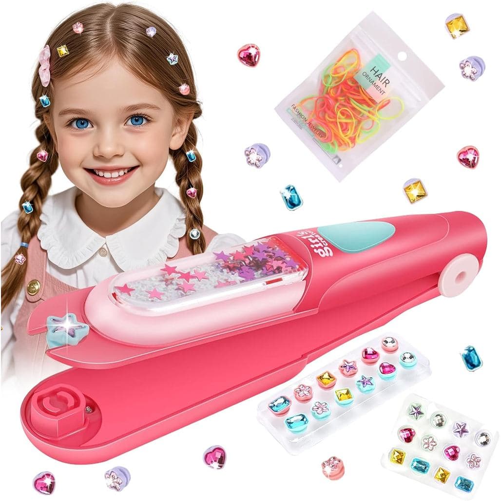 Carimbo de Joias para Cabelo com 100 Elásticos de Cabelo Mini, Joias Brilhantes para Cabelo para Meninas, Brinquedos Dec