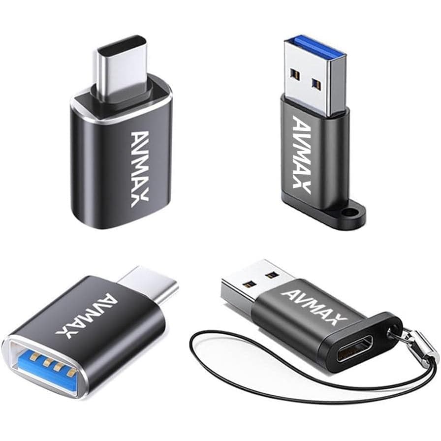Adaptador AVMAX USB para USB C, Pacote com 4, Adaptador OTG Tipo C Macho para USB Fêmea 3.0 para iMac, MacBook, iPhone 1