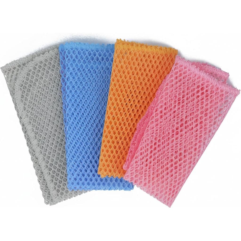 4 Pcs Heavy Duty Dish Scrubbers, Non-Scratch Scouring Pads - Odorless & Long Lasting Mesh Dish Cloth - Replace Sponges -
