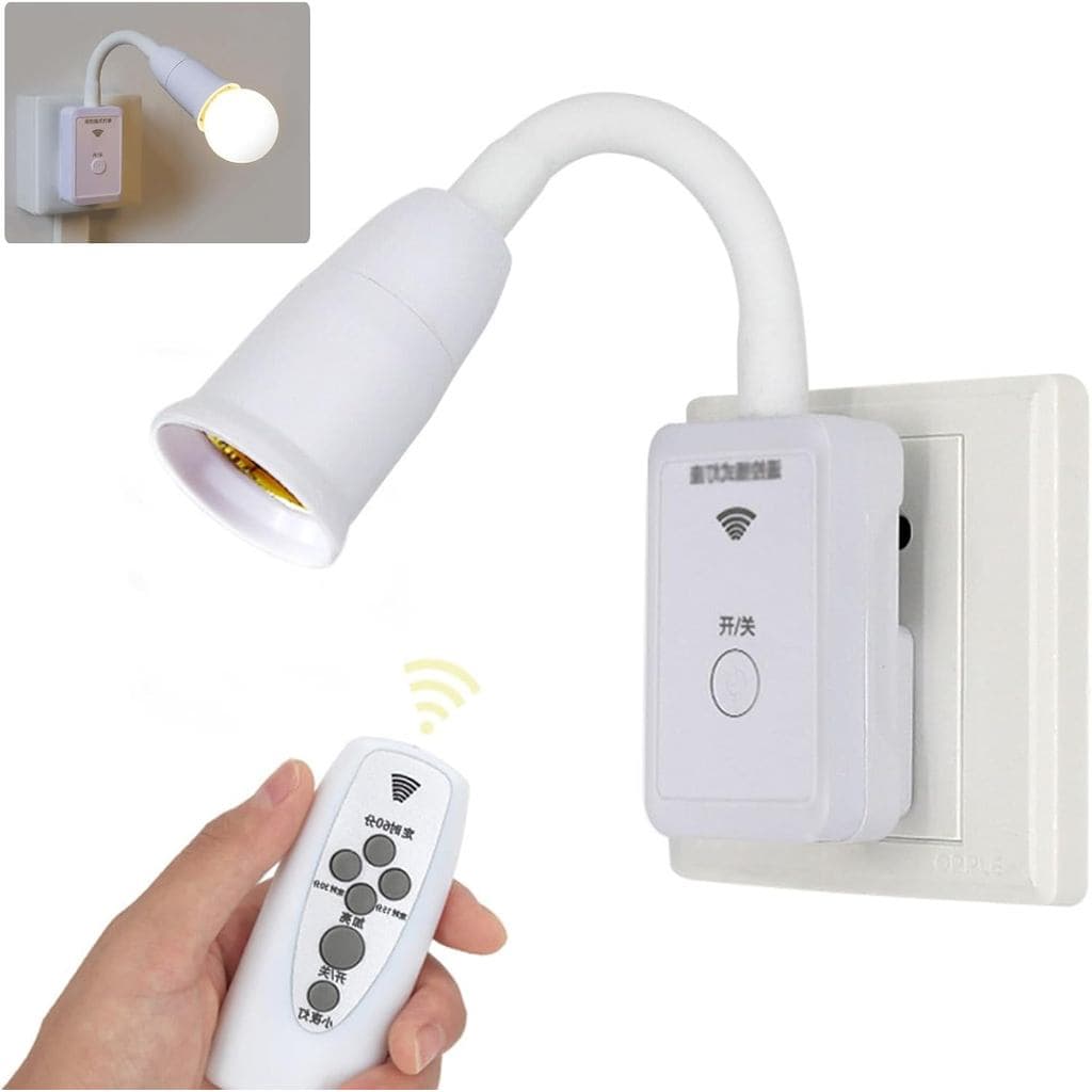 Soquete de Luz Inteligente com Controle Remoto E26/E27 360 °   Soquete Extensor de Lâmpada LED Flexível e Rotativo com I