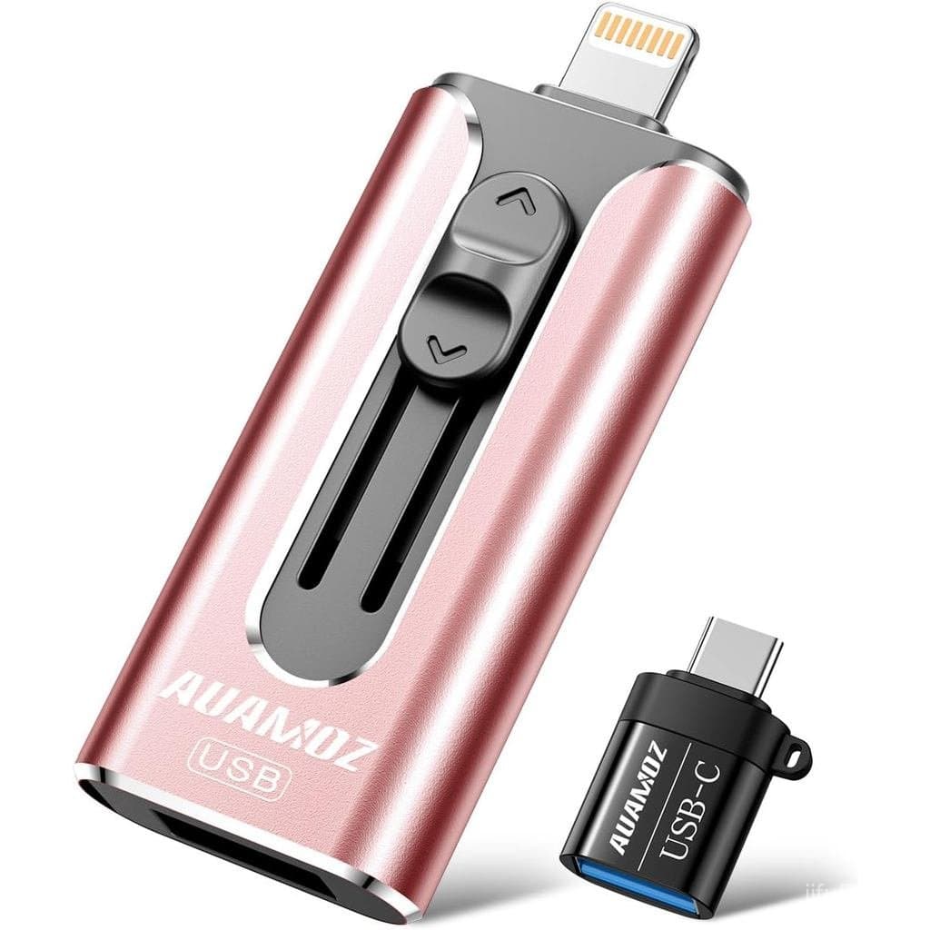 Pen drive de 256GB para iPhone, dispositivo de armazenamento de fotos USB, pen drive portátil para armazenamento e trans