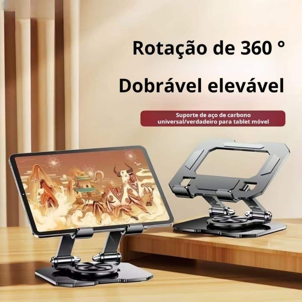 Suporte Compacto em Liga de Alumínio Totalmente Regulável, Ideal para Uso em Escrivaninha com Celular e Tablet