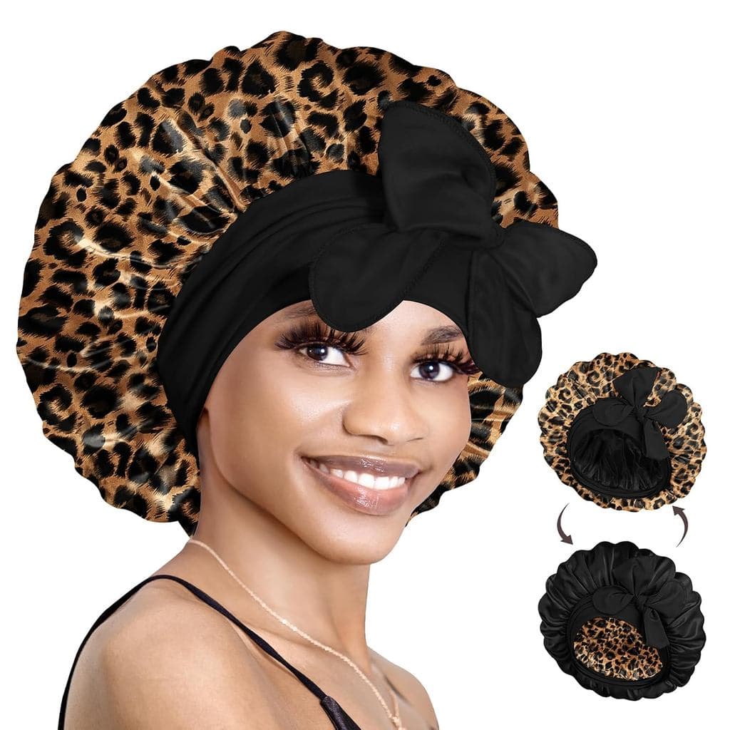 BONNET QUEEN Touca de Seda para Dormir para Mulheres, Touca de Cetim Reversível de Dupla Camada, Touca de Cabelo para Do