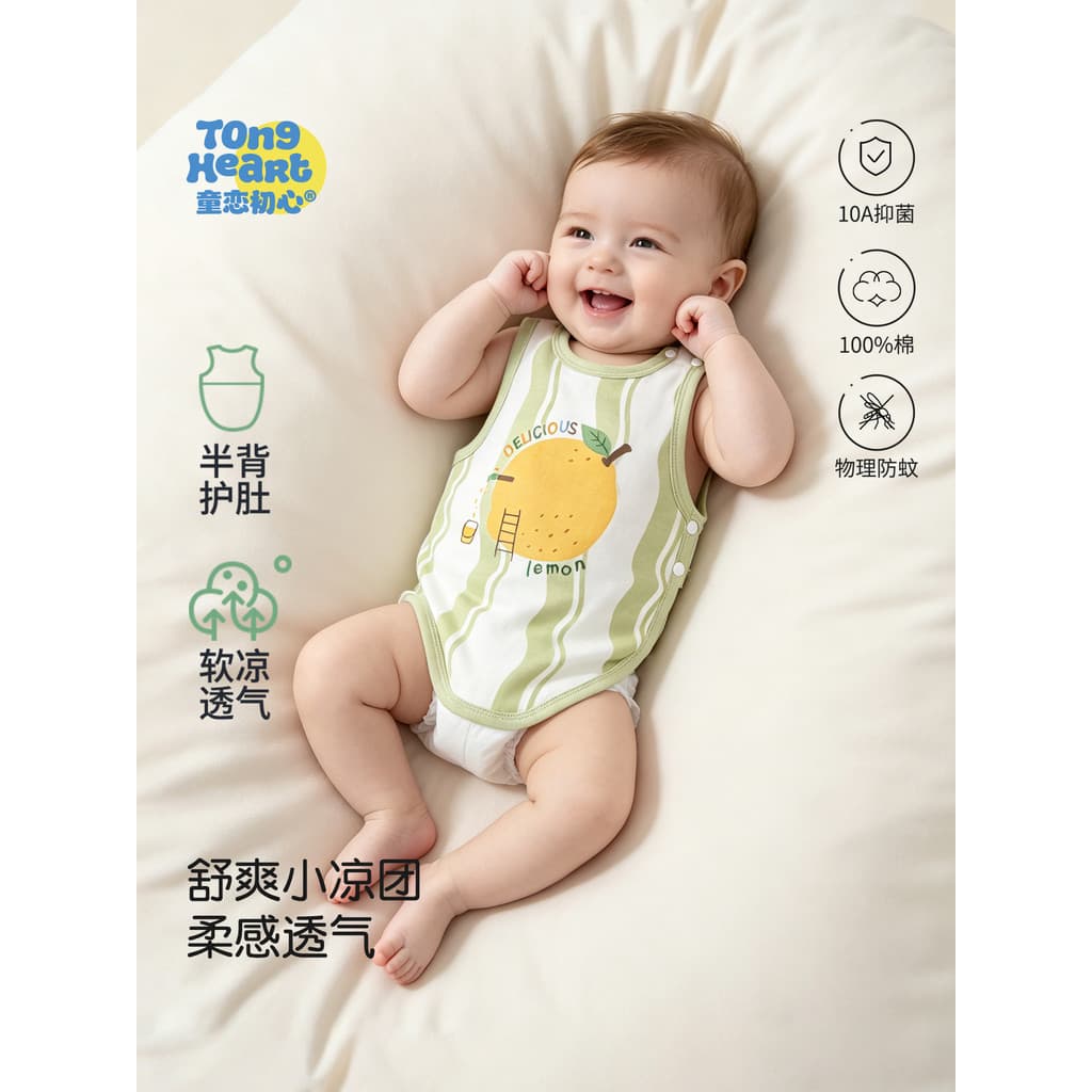 [Xiaoliang Group] Bolso para barriga de bebê protege a barriga Anti-frio algodão puro verão estilo fino infantil dormir
