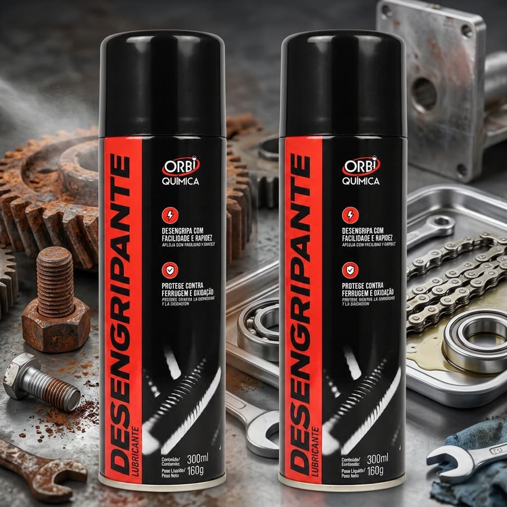 Kit 2 Spray Multiuso  Lubrificante Desengripante Proteção Antiferrugem Orbi Química Aerossol 300ml Profissional
