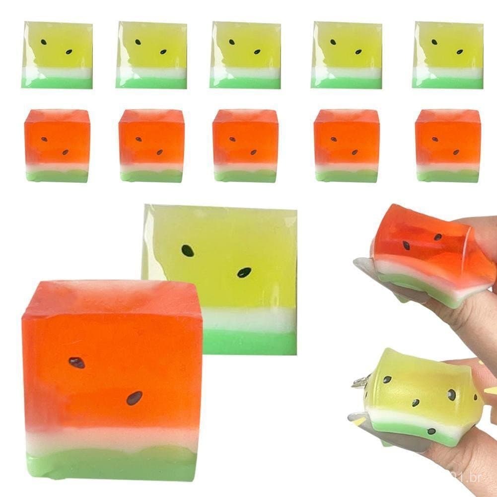 Verão Melancia Cubo De Gelo Mole Alívio Do Estresse Divertido Brinquedos Moles O8q5