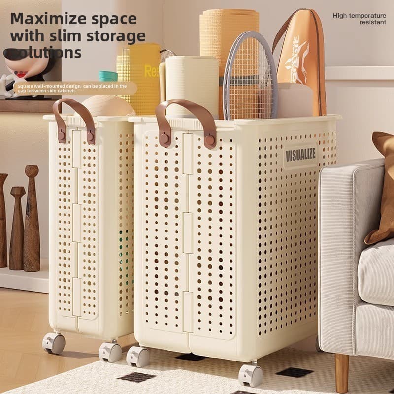 Cesta de armazenamento de armazenamento de plástico dobrável tapete de Yoga cesta arrumada com polia Rack de armazenamen