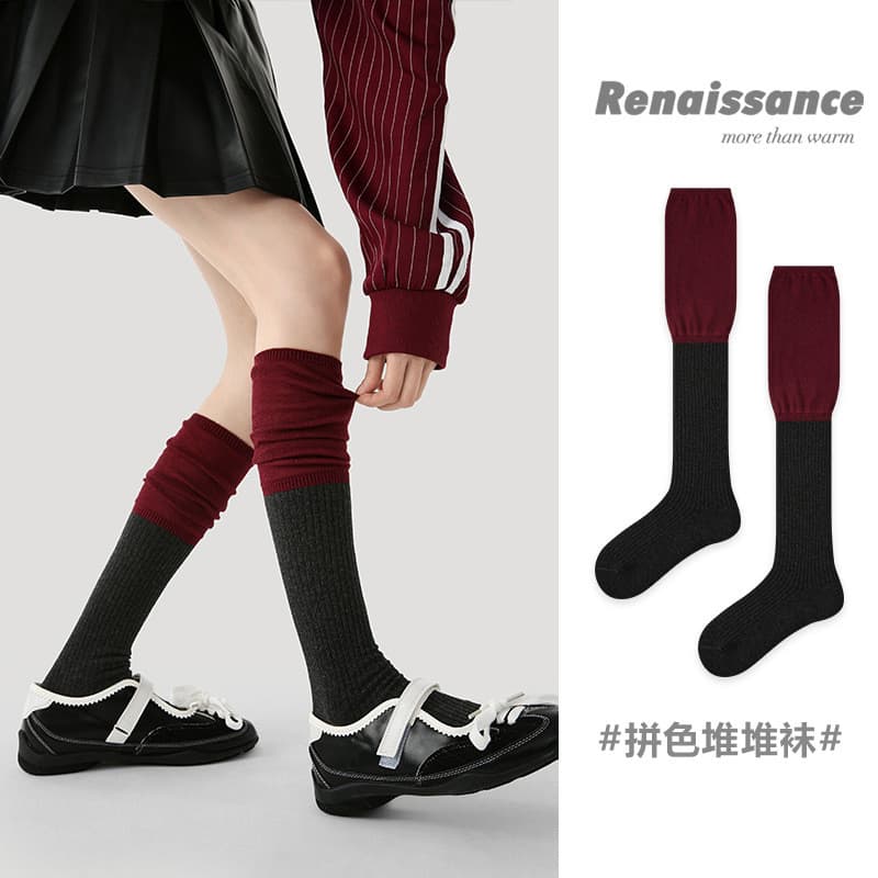Renaissance Original meias femininas outono inverno meados de tubo meias All-match cor combinando meias de pilha desossa