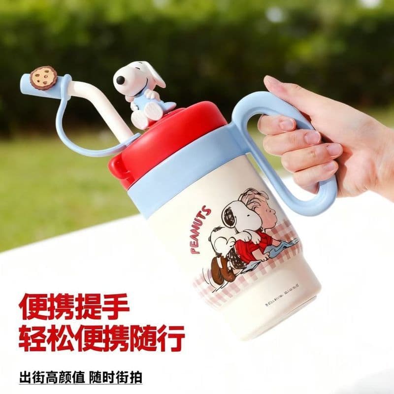 Snoopy Co-Branded copo térmico 2025 novo estilo feminino de alto valor copo mestre de gelo palha grande capacidade prese