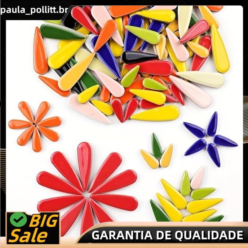 100g Pacote De Telhas De Mosaico De Cerâmica Em Forma De Gota DIY Artesanal Colorido Irregular Peças Para Artesanato