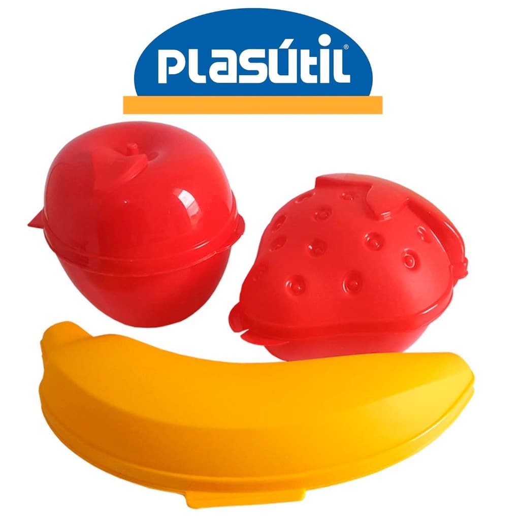 KIT Porta Metades Mix - Morango - Maçã - Banana - Porta Temperos - Plasútil